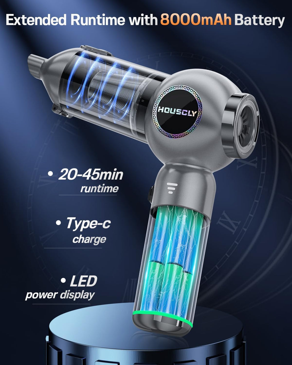 Handheld Car Vacuum Portable Cordless 25000Pa High Power Small Mini Hand Vacuum Rechargeable 4-In-1 Wireless Handheld Vac for Car Office Desktop Home Cleaning Ideal Gifts for Men & Women