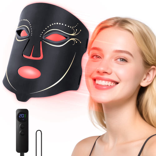 Red Light Therapy Mask for Face – 4‑Mode LED Light Therapy with Remote, Portable Skin Rejuvenation Device for Home & Travel