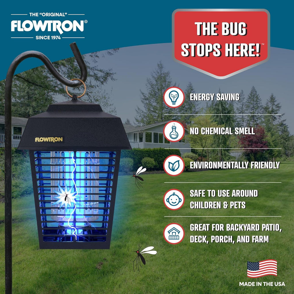 Electric Bug Zapper Outdoor Insect Killer Lantern, 1/2 Acre Coverage, 15W UV Light, Black