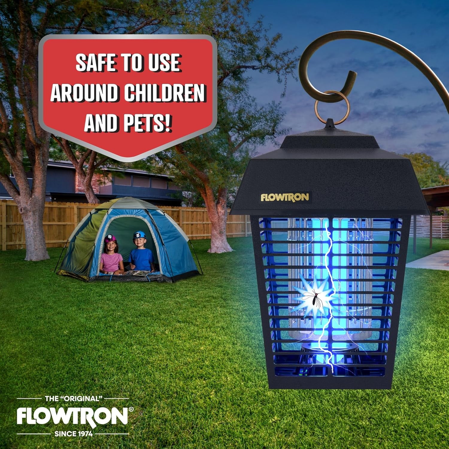 Electric Bug Zapper Outdoor Insect Killer Lantern, 1/2 Acre Coverage, 15W UV Light, Black