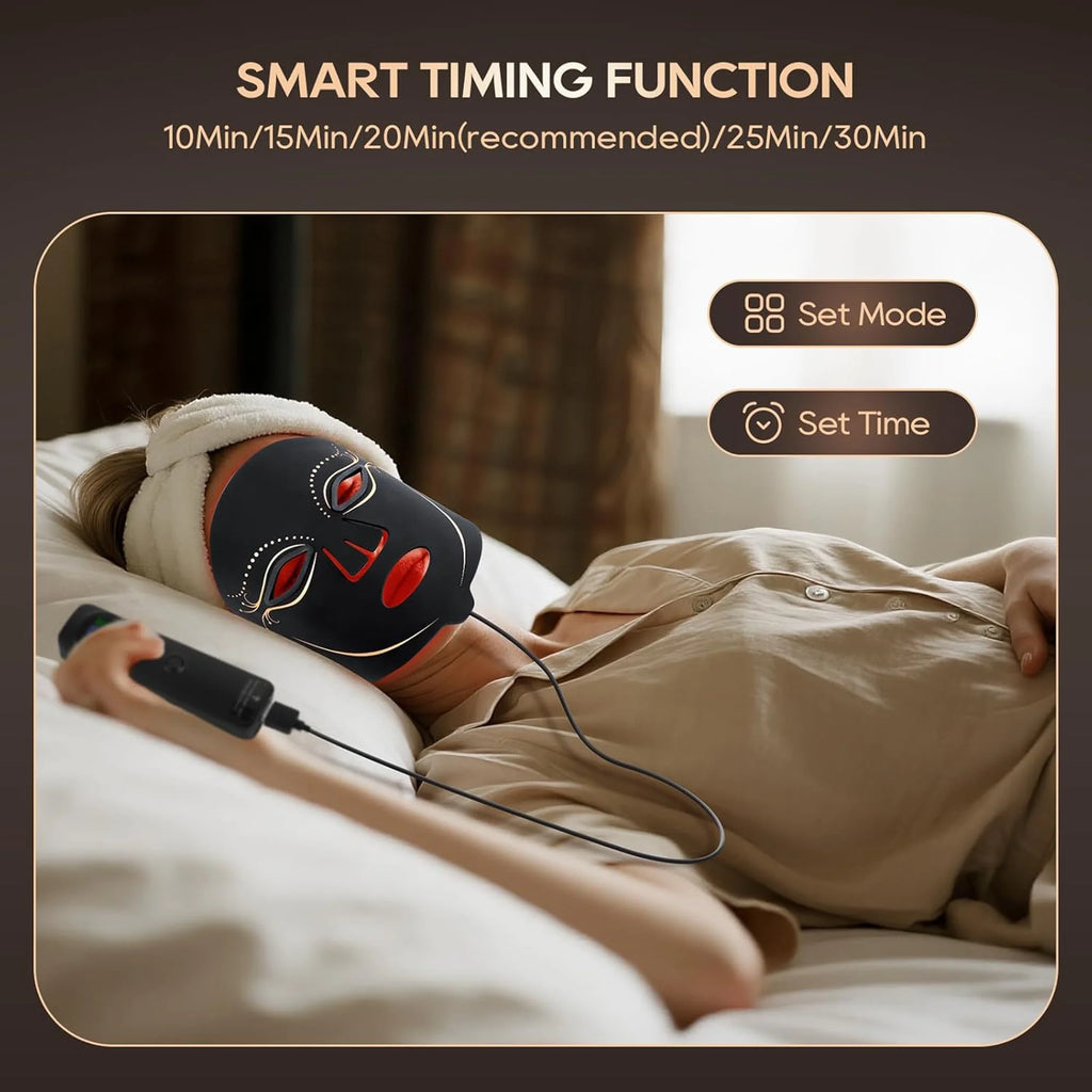 Red Light Therapy Mask for Face – 4‑Mode LED Light Therapy with Remote, Portable Skin Rejuvenation Device for Home & Travel