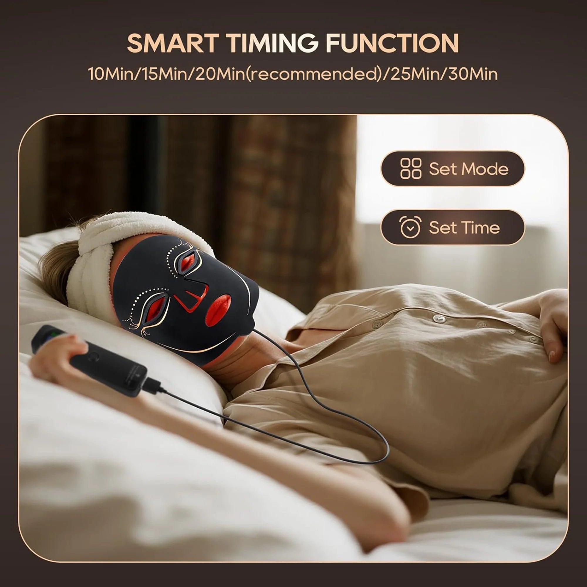 Red Light Therapy Mask for Face – 4‑Mode LED Light Therapy with Remote, Portable Skin Rejuvenation Device for Home & Travel
