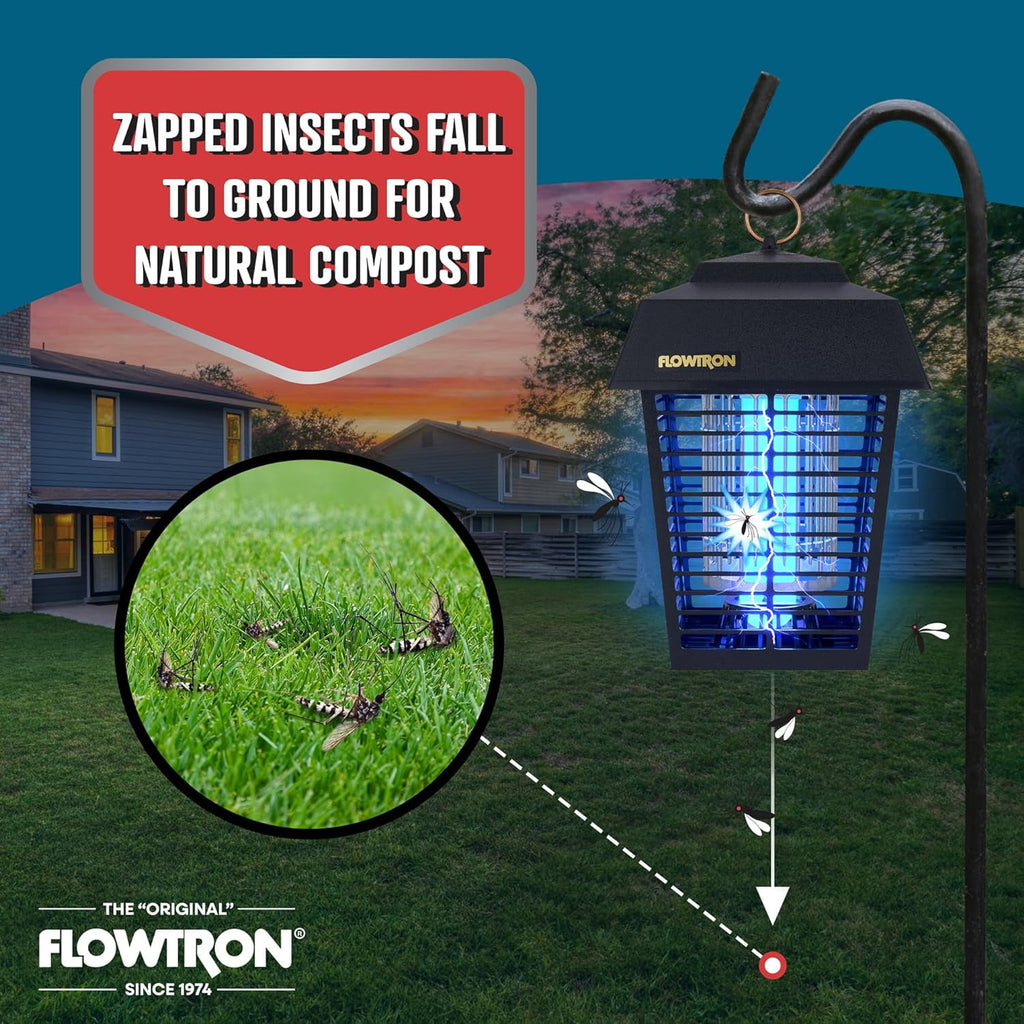 Electric Bug Zapper Outdoor Insect Killer Lantern, 1/2 Acre Coverage, 15W UV Light, Black